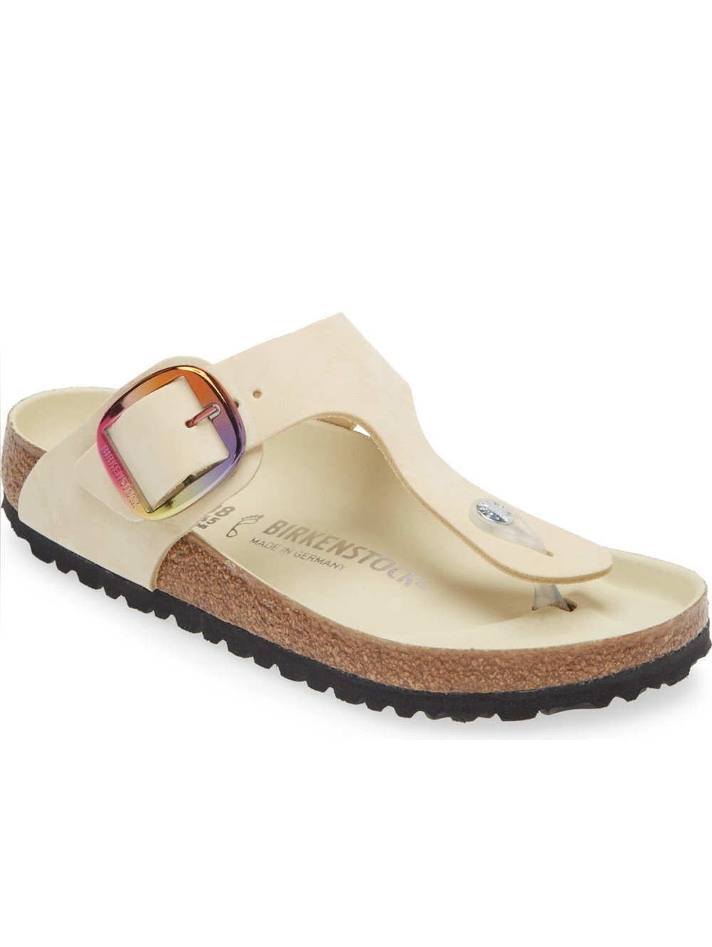 Birkenstock Newest Summer Leather Comfy Flats Slip On Sandal Cream   Buckle